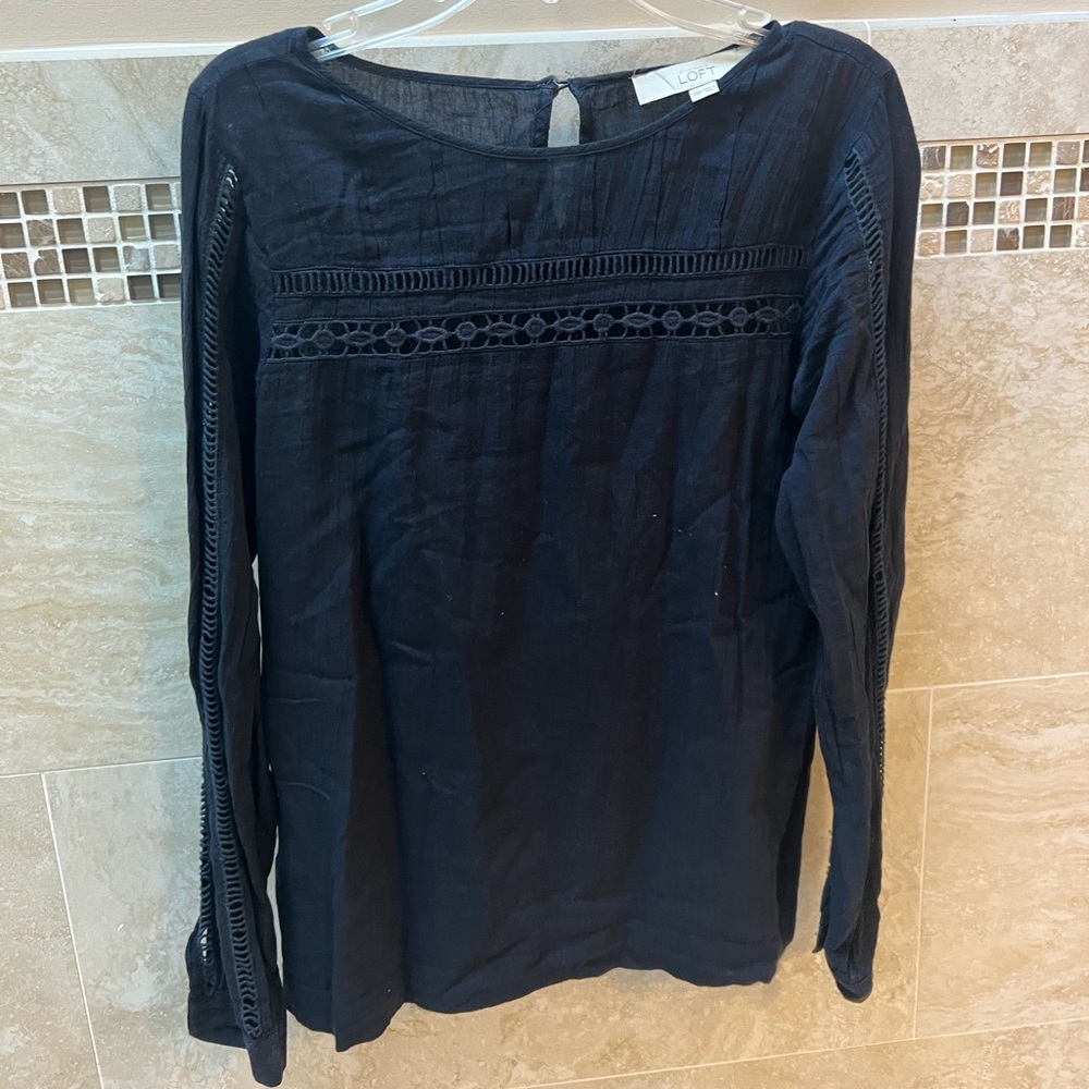 LOFT navy blue top